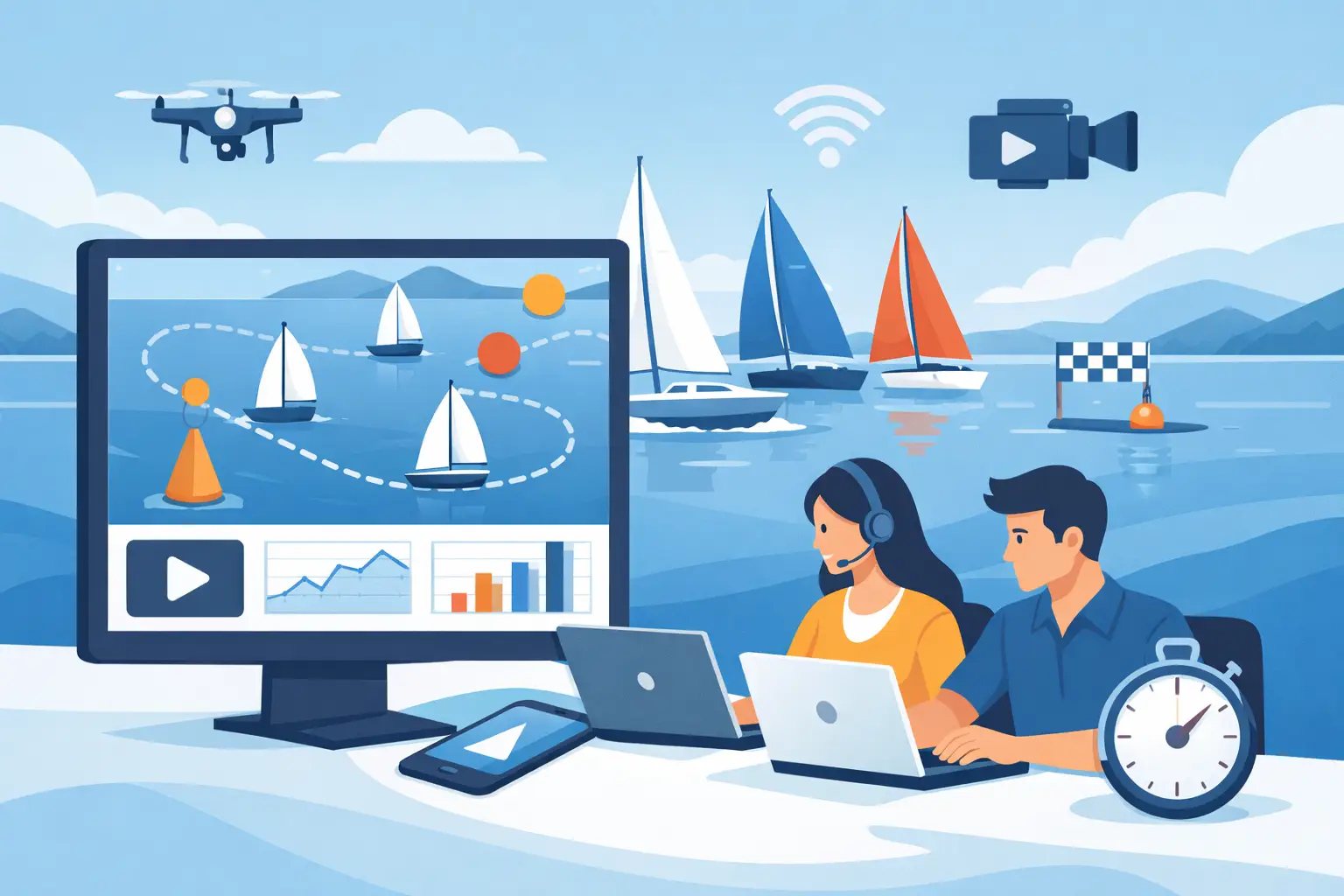¿Cómo funciona una regata cronometrada en línea?