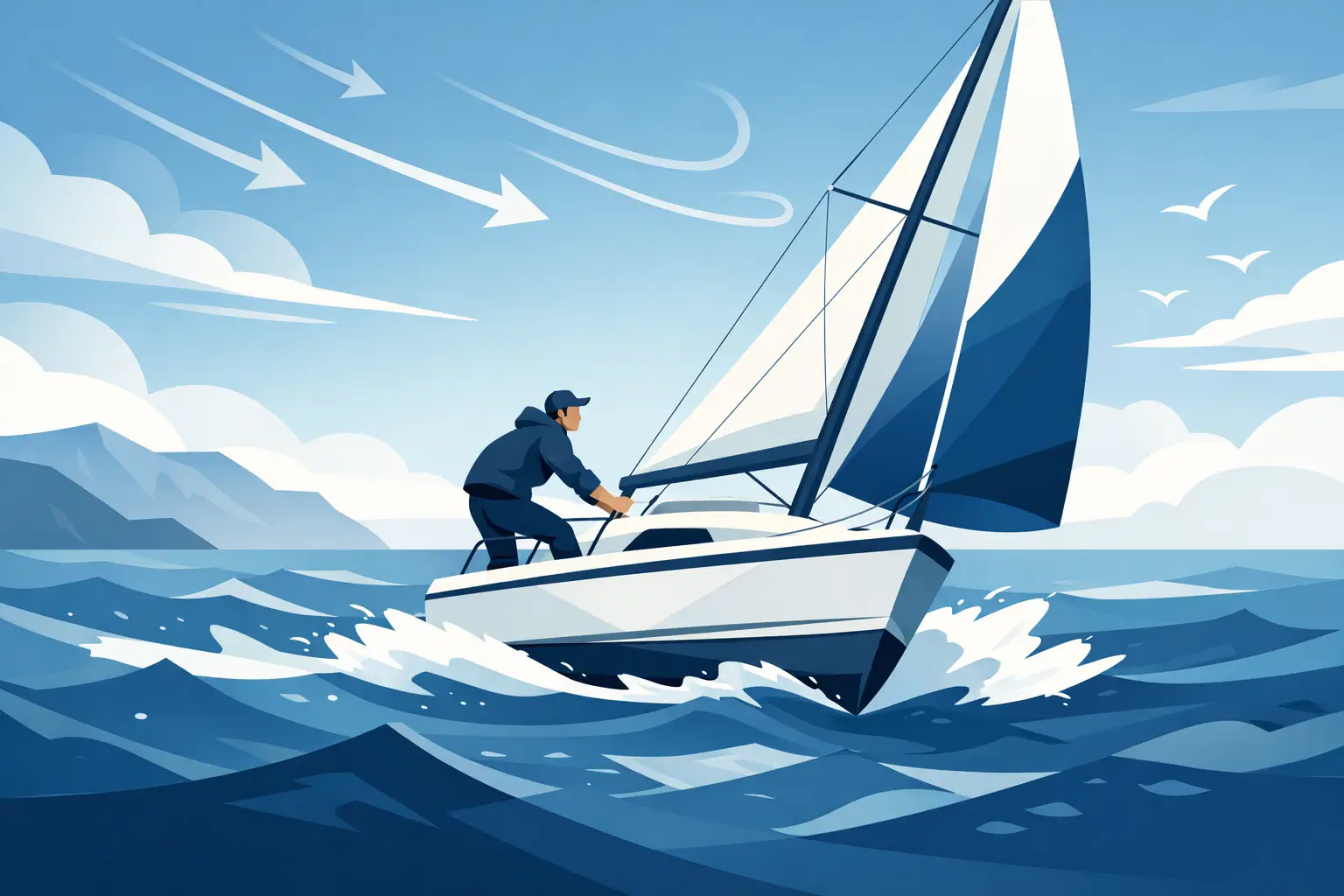 Cómo navegar contra el viento sin detener el barco