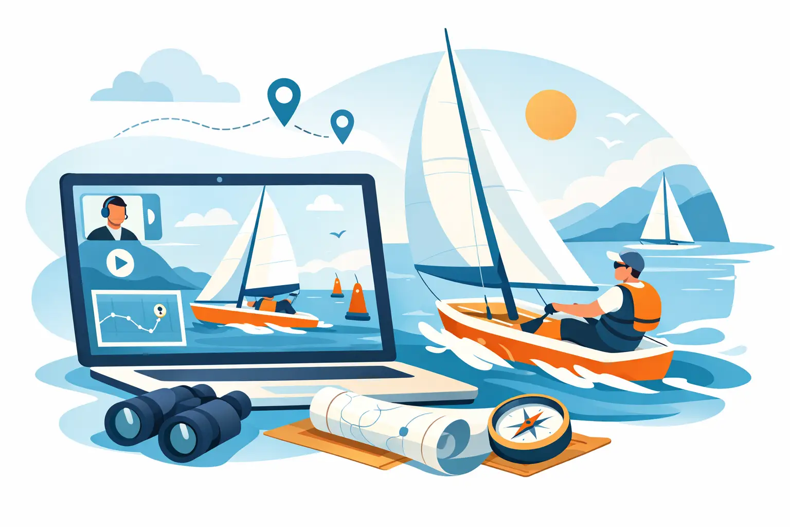Curso de vela online para aprender navegando