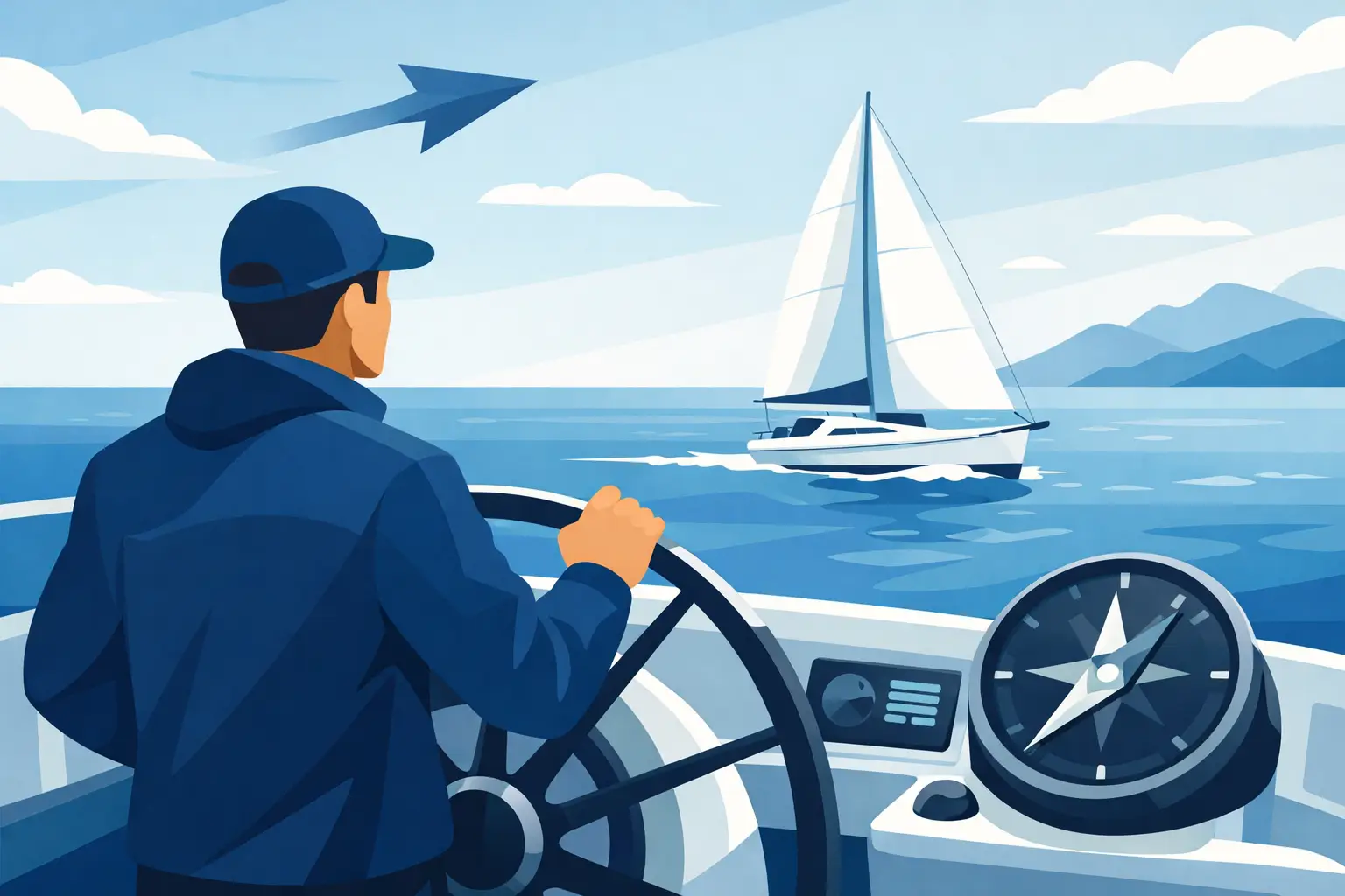 Guía de rumbo para navegar en velero con control