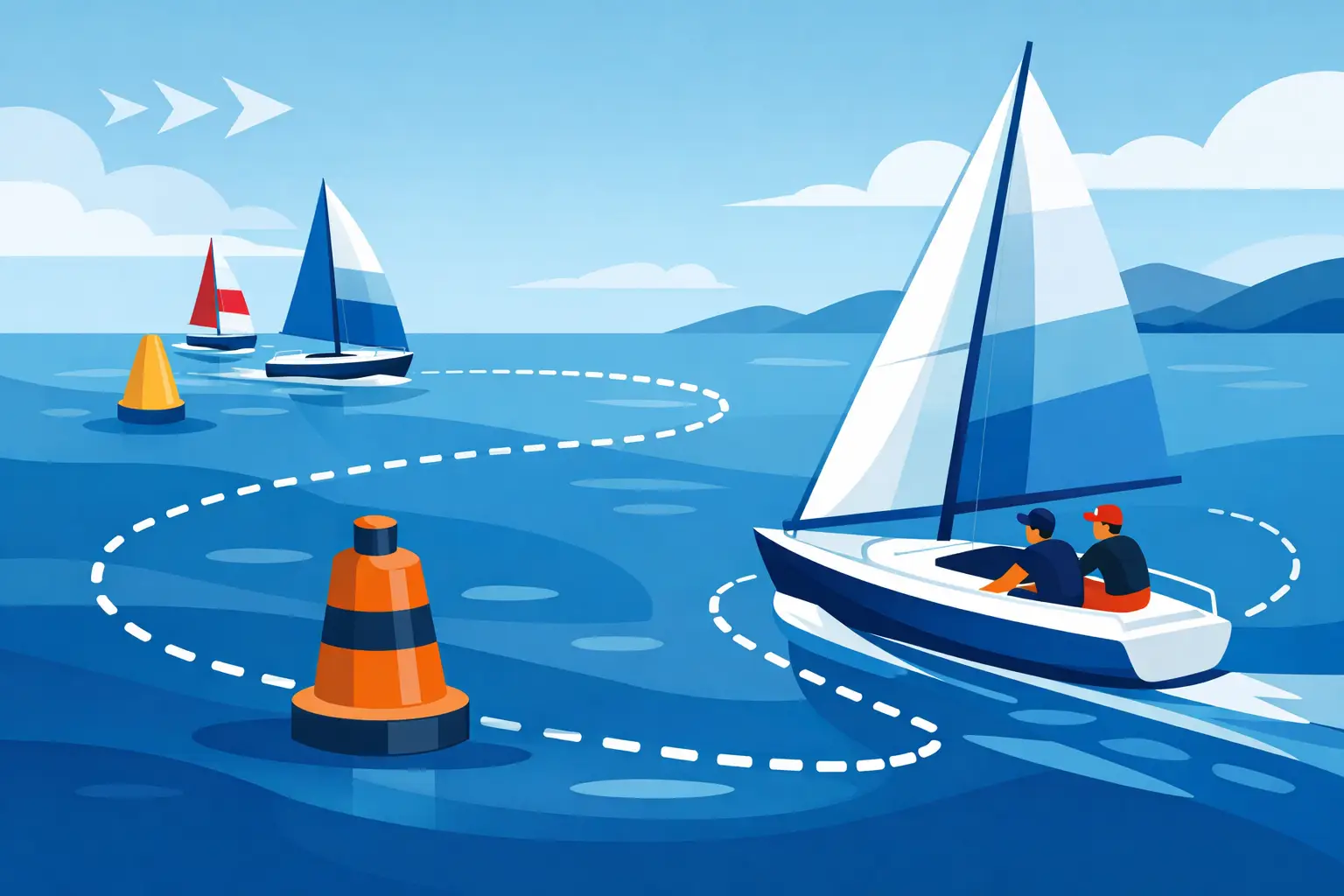 Tática náutica para ganhar terreno na regata