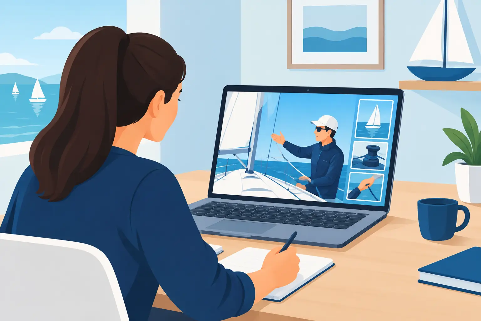 Treino virtual iniciante para aprender a velejar